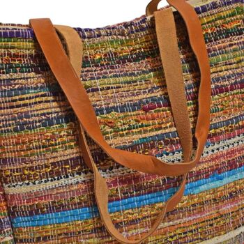 Rag chindi tote/carry bag sari recyclé multicolore 31x31x19cm (UP039) 3
