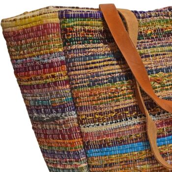 Rag chindi tote/carry bag sari recyclé multicolore 31x31x19cm (UP039) 4