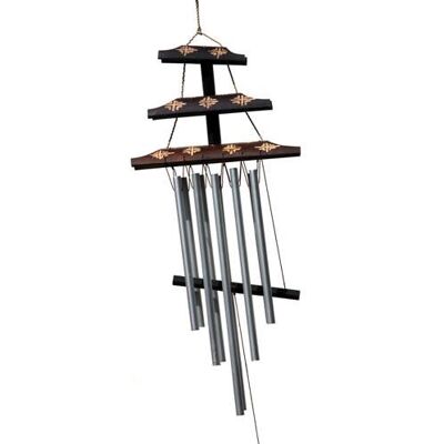 Chime pagoda 10 chimes dark with crosses (WCAN003)