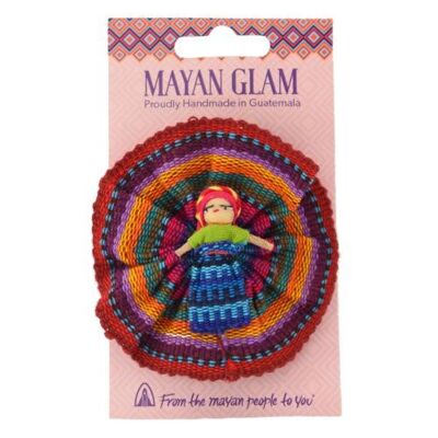 Worry doll circular hairclip, assorted colours (WD2808)