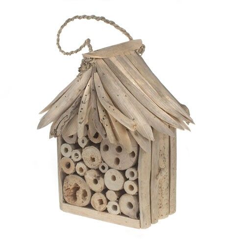 Bee/bug house driftwood roof and sides, 14x12x23cm (Y1900)