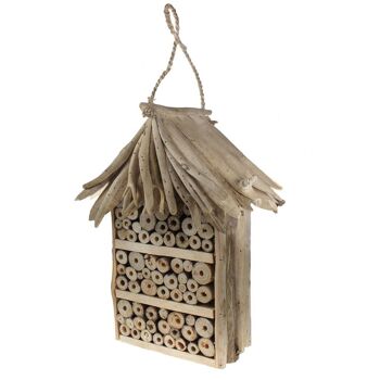 Abri à abeilles/insectes, bois flotté à 3 étages, hauteur 38 cm (Y1901) 2