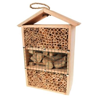 Bee/bug house, wood 3-tier, 27x34x10cm (Y2000)