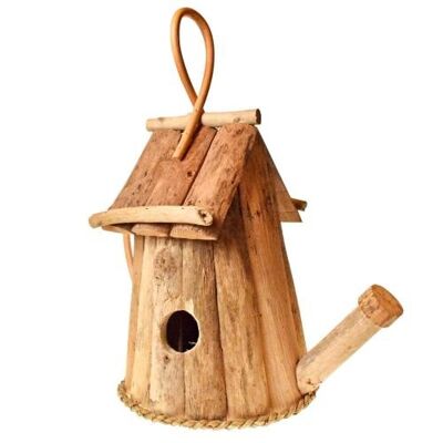 Hanging bird house driftwood with sloping roof, watering can shape 28x36cm (Y2003)