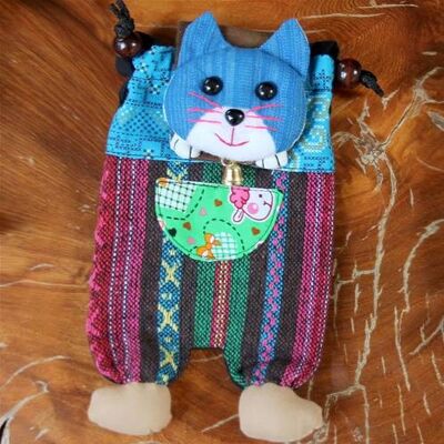 Shoulder purse, fabric, cat assorted colours 13 x 23cm (YTEX630)