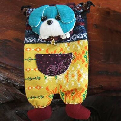 Shoulder purse, fabric, dog assorted colours 13 x 23cm (YTEX631)