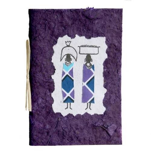 Greetings card, 2 women baskets on heads, purple (Z1910)