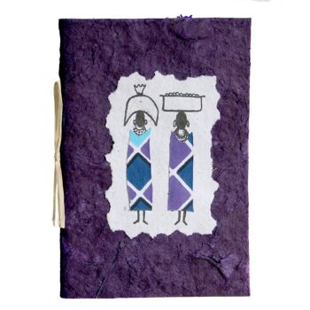 Carte de voeux, 2 paniers de femmes sur têtes, violet (Z1910) 2