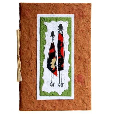 Greetings card, tall woman + girl, brown (Z1911)