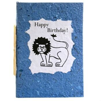 Carte d'anniversaire, lion, bleu (Z1920) 1