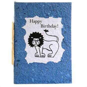 Carte d'anniversaire, lion, bleu (Z1920) 2