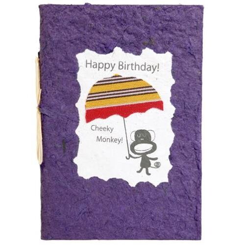 Birthday card, monkey, purple (Z1923)