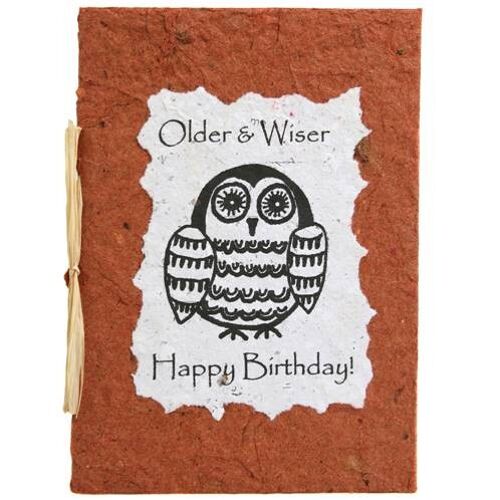 Birthday card, owl, brown (Z1924)