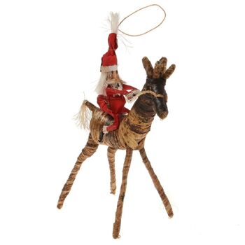 Décoration de sapin de Noël, Père Noël sur girafe (Z19703) 2