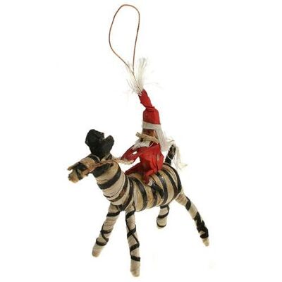 Christmas Tree decoration, Santa on zebra (Z19704)