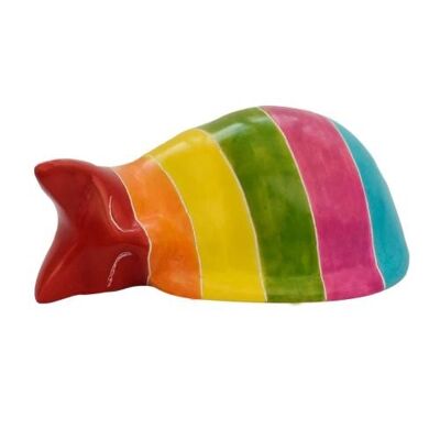 Kisii stone sleeping cat, multicoloured stripe (Z2071)