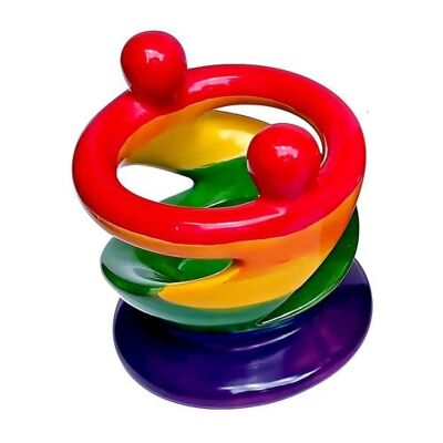 Kisii stone t-lite holder, rainbow 2 people (Z2113)