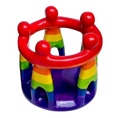 Kisii stone t-lite holder, rainbow circle of friends (Z2114)