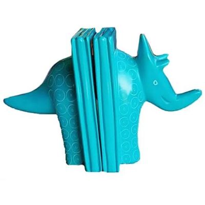 Kisii stone bookends, triceratops turquoise (Z2127)