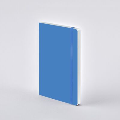 Barco de ensueño azul supersónico - M | Libreta nuuna A5 | cuadrícula de puntos de 3,5 mm | 176 páginas numeradas | Papel premium de 120 g | cuero azul | producido de forma sostenible en Alemania