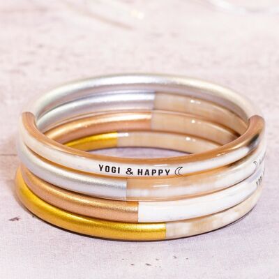 1 5mm "YOGI & HAPPY" horn bangle - Gold