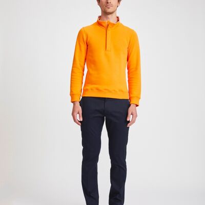 Sweatshirt Stand Up Collar Homme - Orange