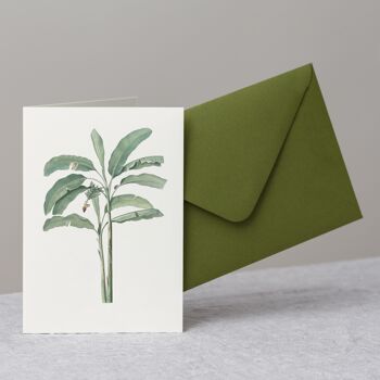 Carte de voeux bananier + enveloppe, cadeau tropical 1
