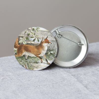 Fox Button, Big Round Pin, Nature Gift