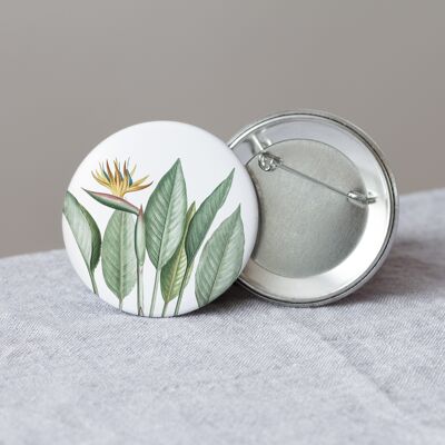 Strelitzia Button, Big Round Botanical Pin, Bird of Paradise Plant