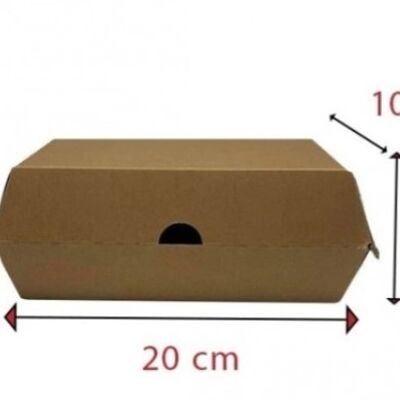 Caja cartón kraft doble hamburguesa