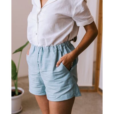 Mint linen shorts