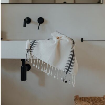 Bergama Cotton Hand, Hair & Tea Towel - Nero & Sale