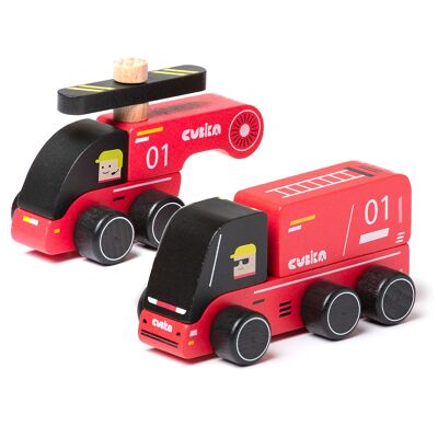 Wooden vehicle set "Fire fighters"