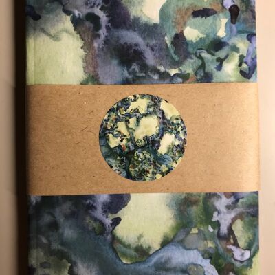 A6 Notebooks, Pocket Note Pads, A6 Notebook, Watercolor Print Notebooks, Natural Green