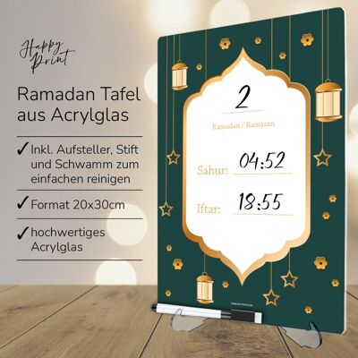 Ramadan Kalender "Grün" aus Acrylglas (abwischbar)