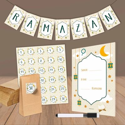 Ramadan Kalender und Deko Set "Beige" (70-teilig)