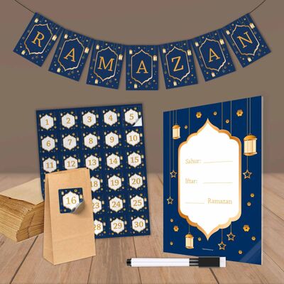Ramadan Kalender und Deko Set "Blau" (70-teilig)