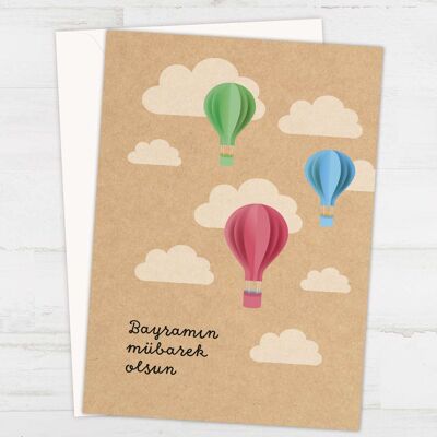Eid Bayram Zuckerfest Grußkarte "Luftballons" - inkl. Kuvert