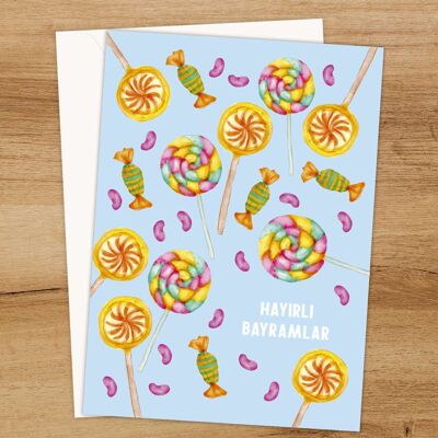 Eid Bayram Zuckerfest Bonbon Grußkarte - inkl. Kuvert