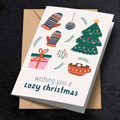 „Cozy Christmas“ Klappkarte - Einzelne Karte mit Kuvert