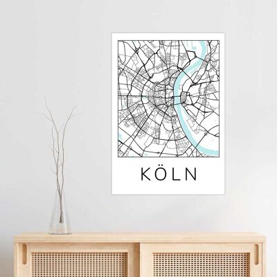 Köln Stadtkarte Poster