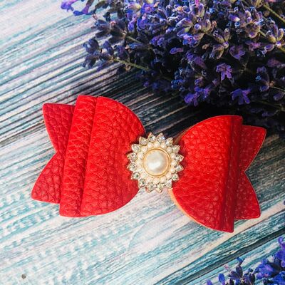Red Leather Beauty Bow