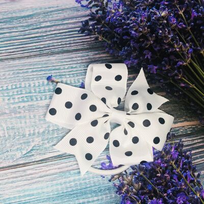 White Polka Dot Ribbon Bow