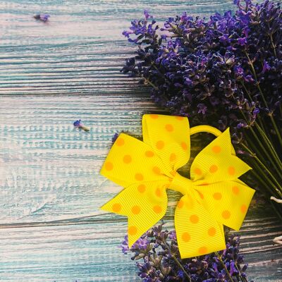 Yellow Polka Dot Ribbon Bow