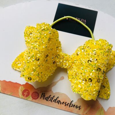 Yellow Sequin Eden Bow