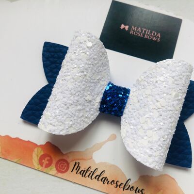 Blue and White Beauty Bow