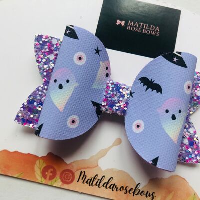 Ghost Purple Halloween Beauty Bow