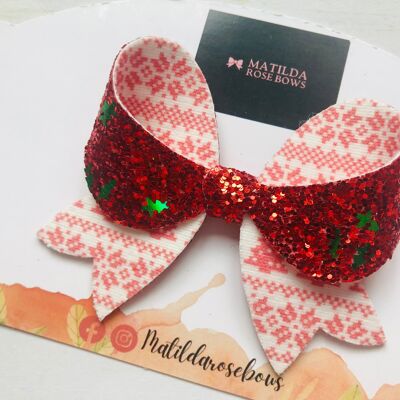 Red Sparkly Christmas Franchi Fancy Bow