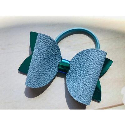 Blue Mirror Leather Beauty Bow