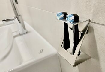 Porte-brosse à dents, porte-brosse design, acier inoxydable, support mural inclus, support pour tête de brosse à dents, steland metallmanufaktur® 3